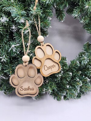 Dog Paw Ornaments Wooden ornament Personalized gift pet ornament Christmas ornament gift for pet parent Christmas gift Pet gift - image2